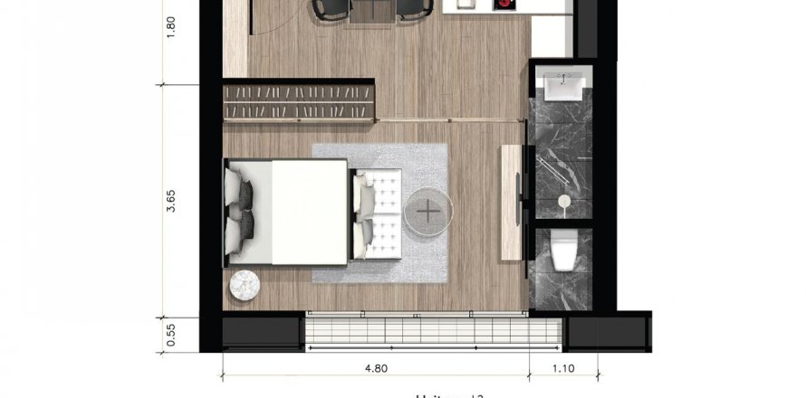 Condo à Bangkok, Thaïlande, 1 chambre  № 14254